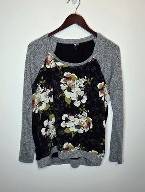 Kut From The Kloth Benter Mixed Media Floral Raglan Top Size Large